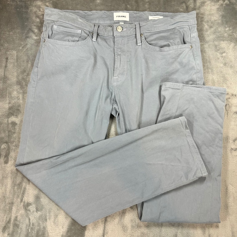 Frame L'Homme Slim Sky Blue Pants Mens 36 LMH870 Lyocell Stretch Trousers